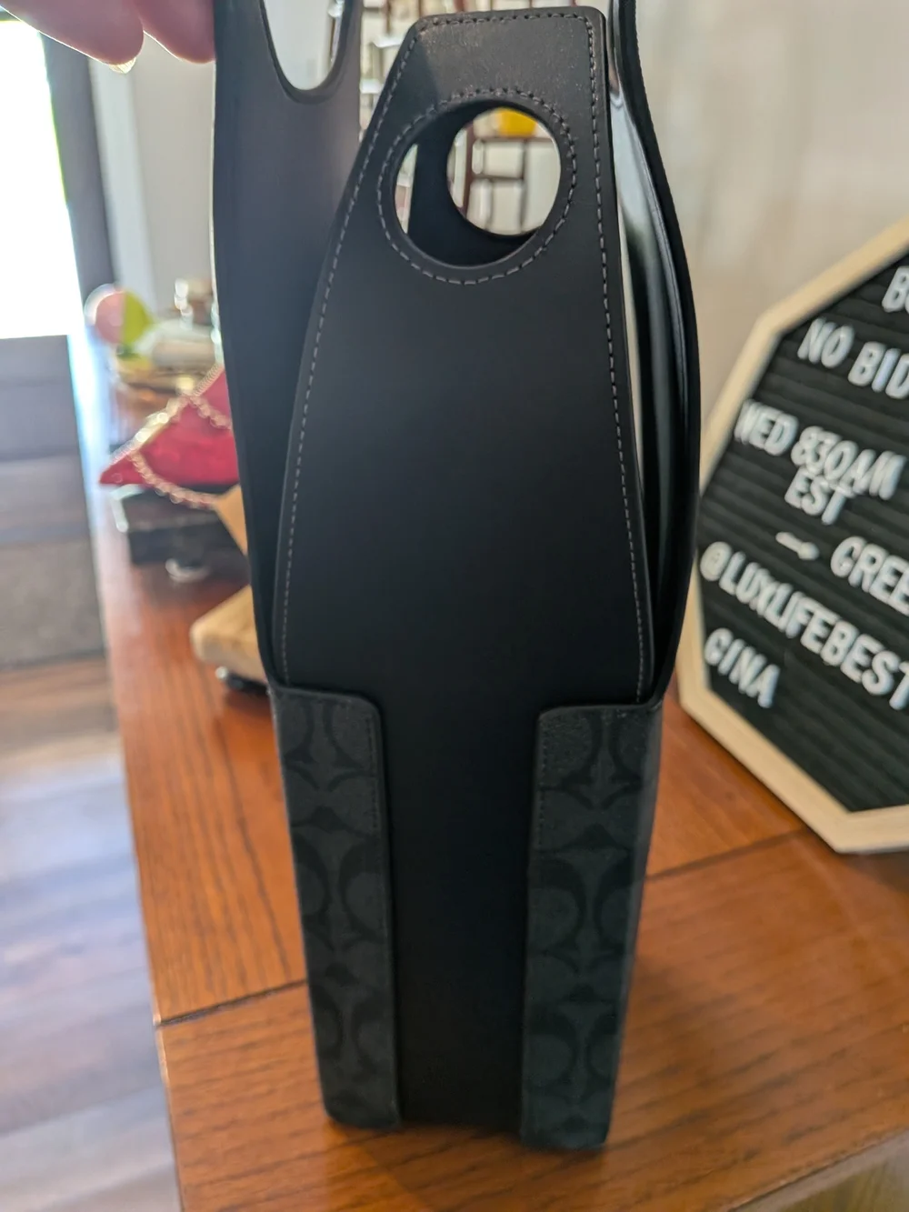 Coach Black/Grey Signature Canvas Wine Carrier